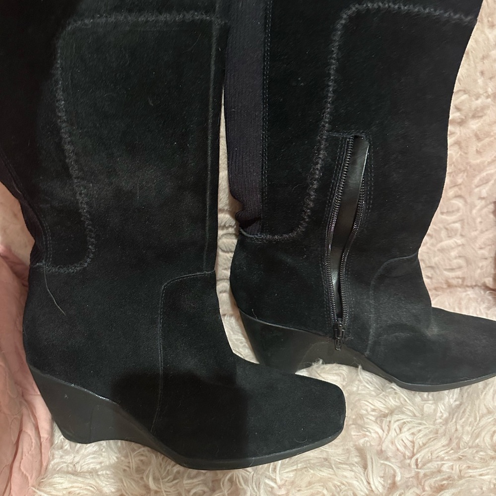 Naturalizer Black Suede Heeled Boots